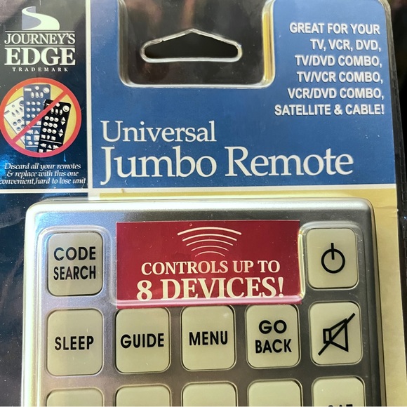 NEW Jumbo Universal Remote Control Up to 8 Devices. GLOW in the Dark Buttons BIG - Picture 4 of 11